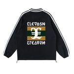 Elevaysion Striped Lapel Collar Sweatshirt