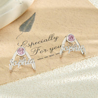 Personalized Birthstone Earrings with Name Earrings Jewelry Gift for Her