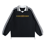 Elevaysion Striped Lapel Collar Sweatshirt