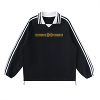 Elevaysion Striped Lapel Collar Sweatshirt