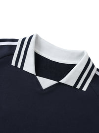 Elevaysion Striped Lapel Collar Sweatshirt